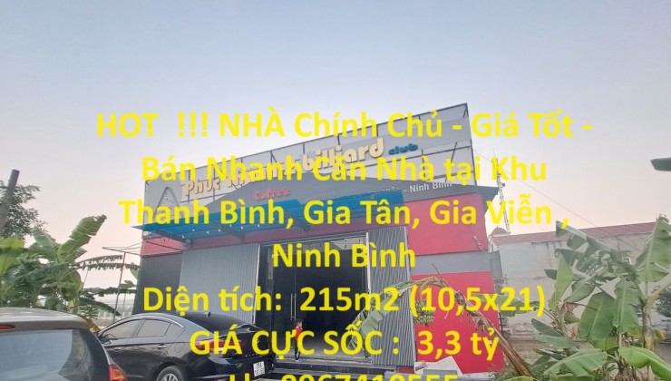 HOT  !!! NHÀ Chính Chủ - Giá Tốt - Bán Nhanh Căn Nhà tại Khu Thanh Bình, Gia Tân, Gia Viễn , Ninh Bình